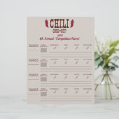 Chili Cook Off Voting Ballot Sheet (Standing Front)