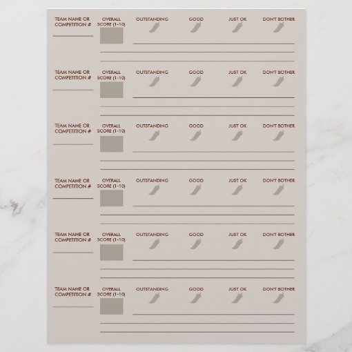Chili Cook Off Voting Ballot Sheet Zazzle