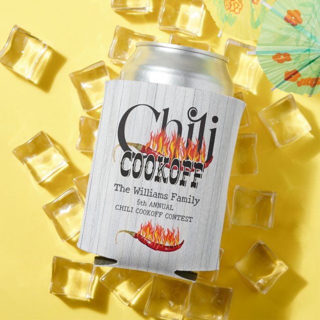 Chili Cookoff Cook Off Contest Rustic Family Party Can Cooler (In Situ Summer)