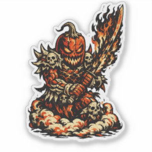Chili Fire Demon Halloween — Dark Warrior Retro Sticker