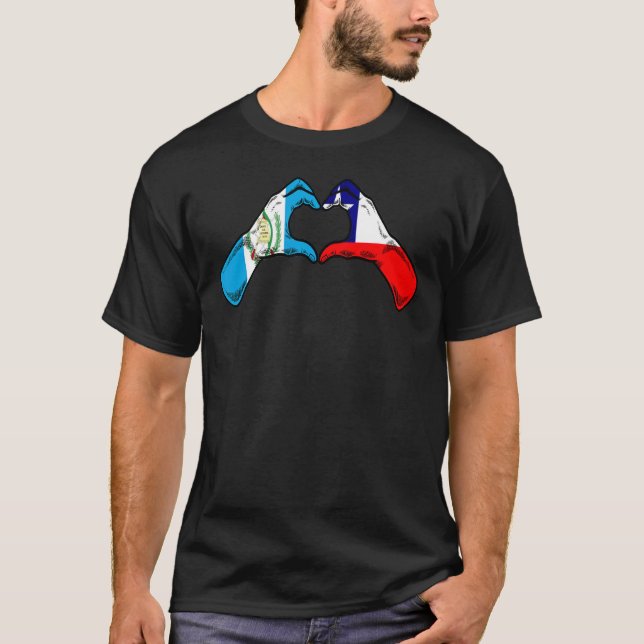 Chili Guatemala Flag Chilean Guatemalan Heart T-Shirt (Front)