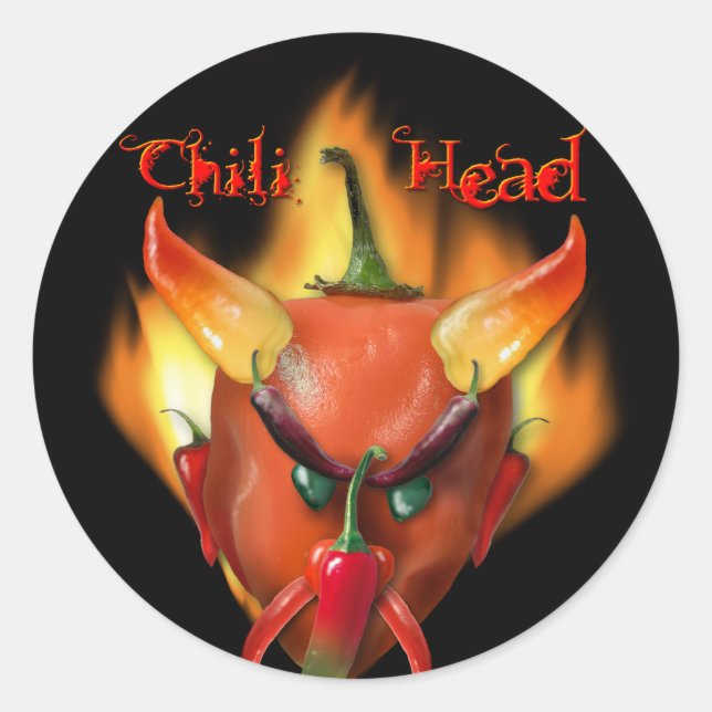 Chili Head Devil Classic Round Sticker (Front)