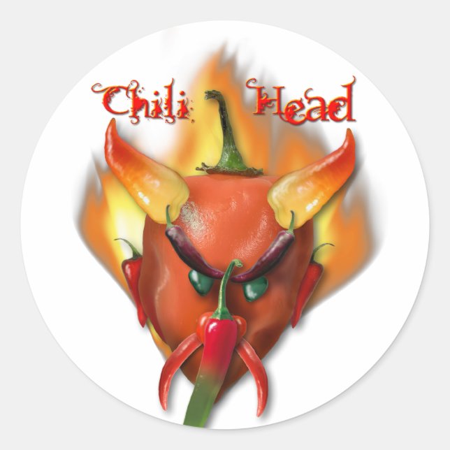 Chili Head Devil Classic Round Sticker (Front)