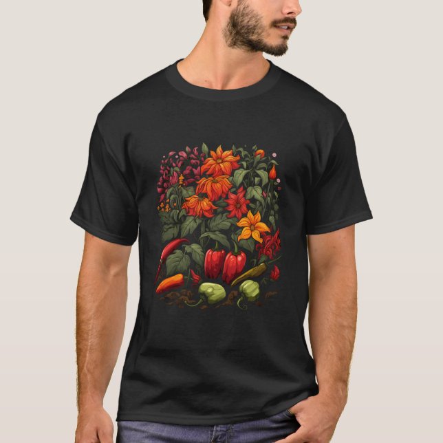 Chili Hot Pepper Plants Chillis Garden Spicy Peppe T-Shirt (Front)