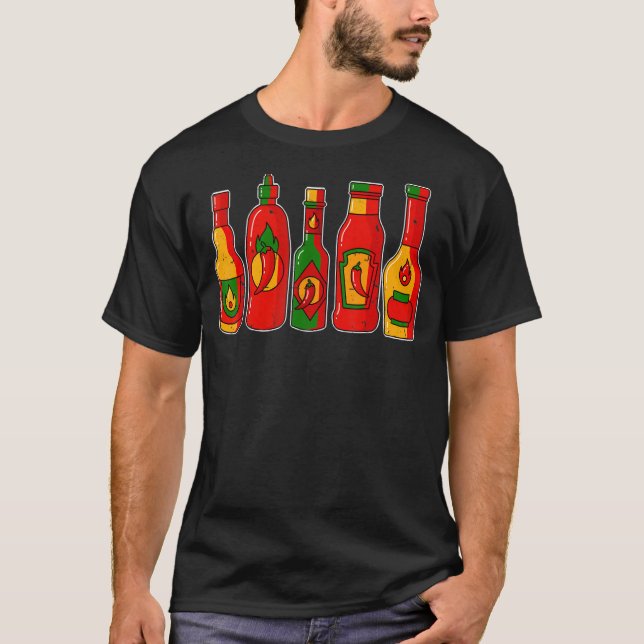 Chili Hot Sauce Latin Food Spicy Hot Mexican Food T-Shirt (Front)
