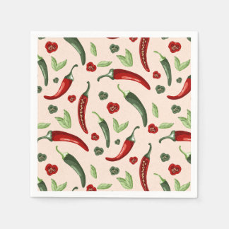 Chili Pattern Cocktail Napkins | Fun Spicy Party
