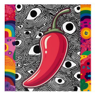 Chili Pepper Acrylic Wall Art - Trippy Eye Pattern