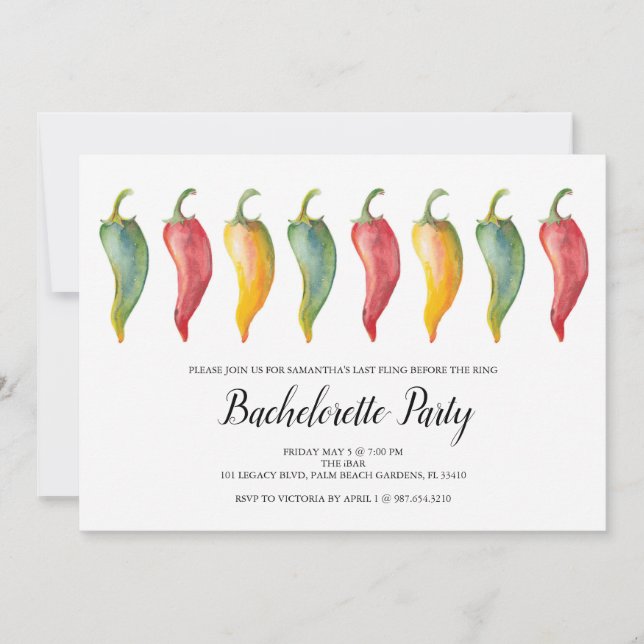 Chili Pepper Bachelorette Party Invite (Front)