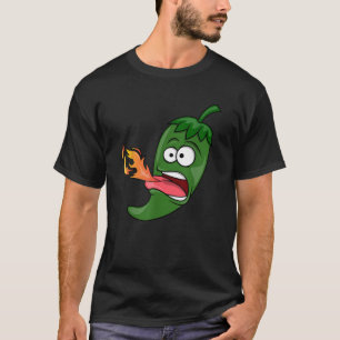 Chili Pepper Breathing Fire  Red Hot Funny Cartoon T-Shirt