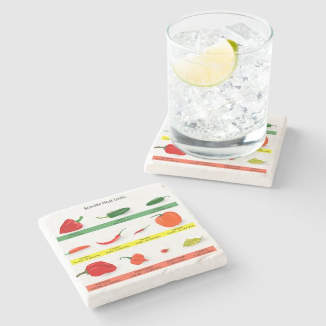 Chili Pepper Chart  Stone Coaster (Side)