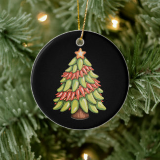 Chili Pepper Christmas Tree Hot Spicy Sauce Xmas Ceramic Ornament