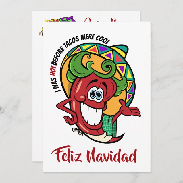 Chili Pepper Feliz Navidad Invitation (Front/Back)