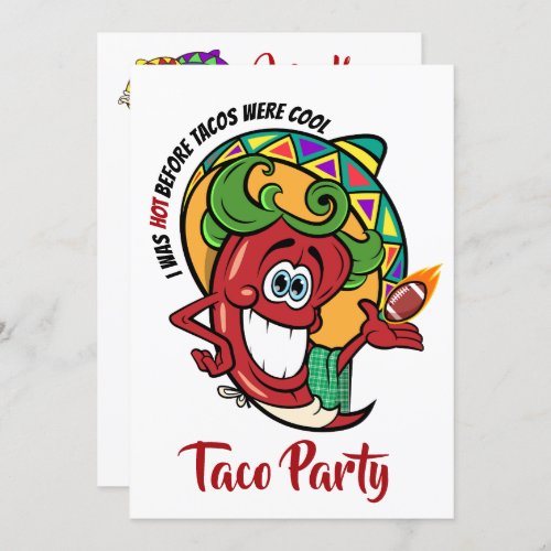 Chili Pepper Football Taco Whatever Invitation