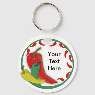 Chili Pepper Group Circle Frame3 Keychain