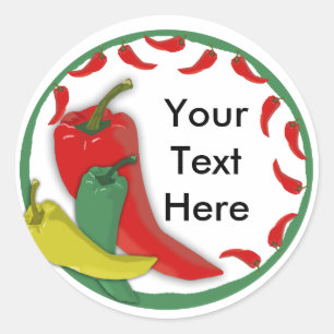 Chili Pepper Group Circle Frame Classic Round Sticker
