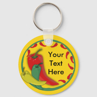 Chili Pepper Group Circle Frame Keychain