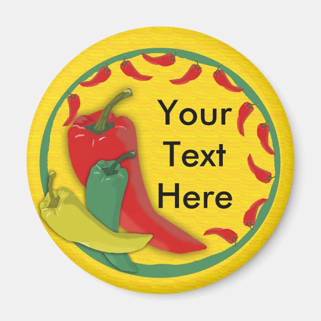 Chili Pepper Group Circle Frame Magnet (Front)