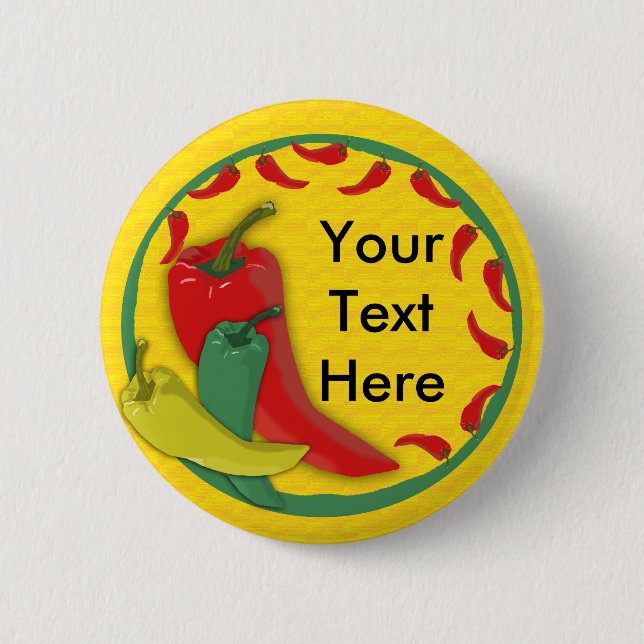 Chili Pepper Group Circle Frame Pinback Button (Front)
