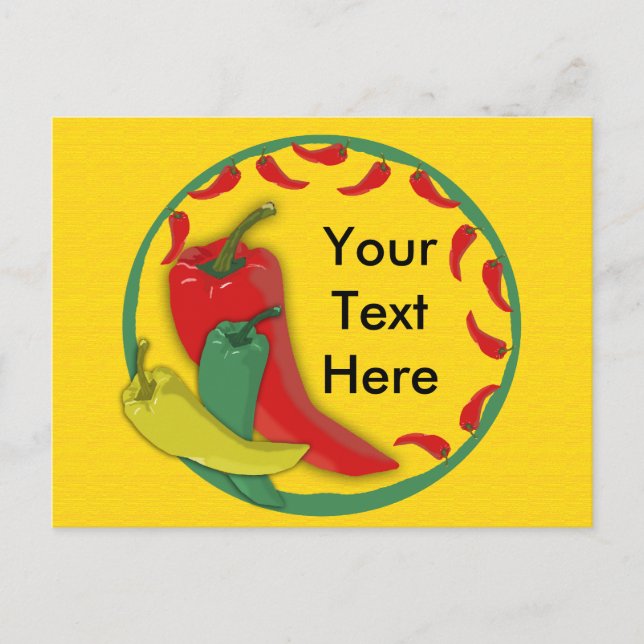 Chili Pepper Group Circle Frame Postcard (Front)