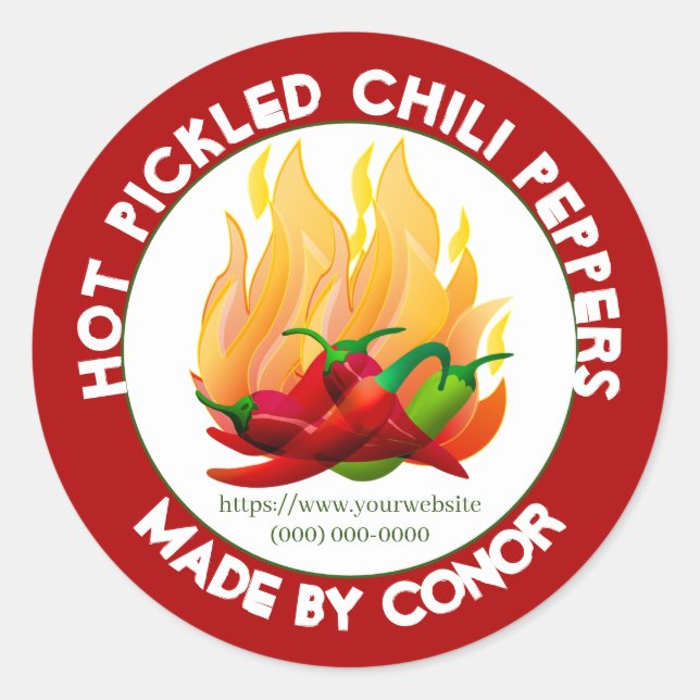 Chili Pepper Hot Pickled Flame Classic Round Stick Sticker (Front)