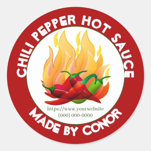 Chili Pepper Hot Sauce 2 Classic Round Sticker (Front)