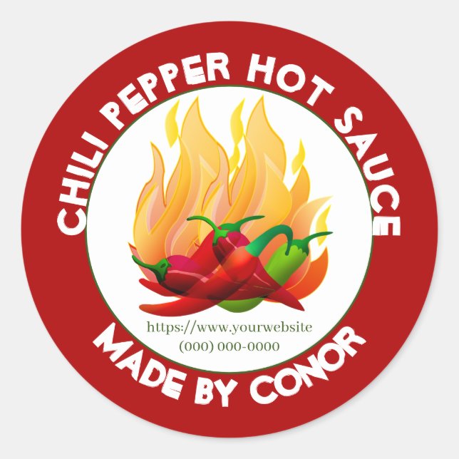 Chili Pepper Hot Sauce 3" 2 Classic Round Sticker (Front)