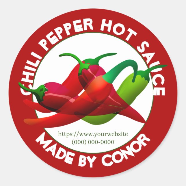 Chili Pepper Hot Sauce Circle  Classic Round Sticker (Front)