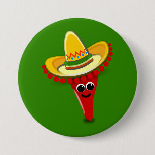 Chili Pepper in a Sombrero Button