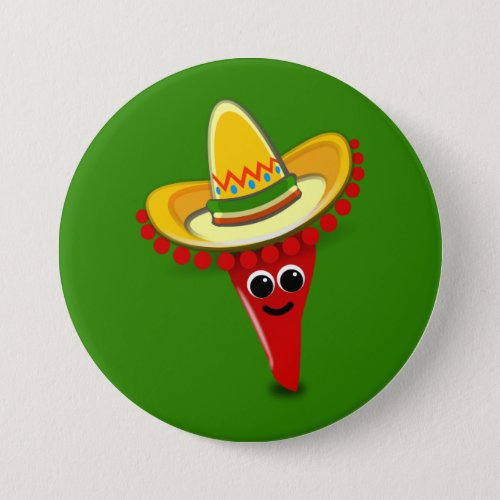 Chili Pepper in a Sombrero Button