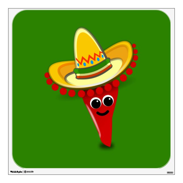 Chili Pepper in a Sombrero Wall Decal (Front)