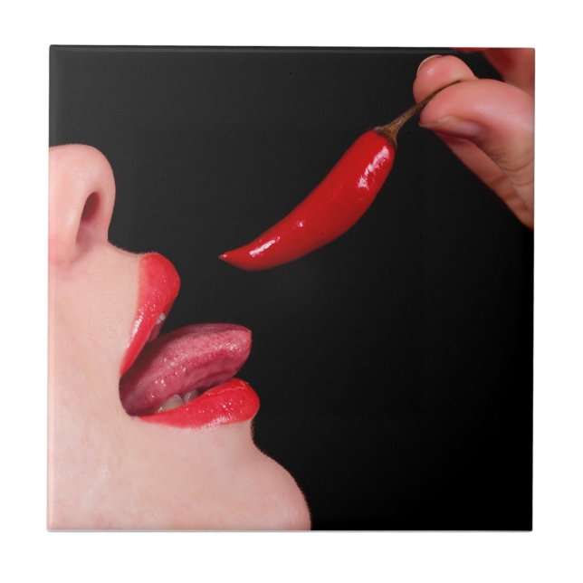 Chili pepper lips ceramic tile (Front)