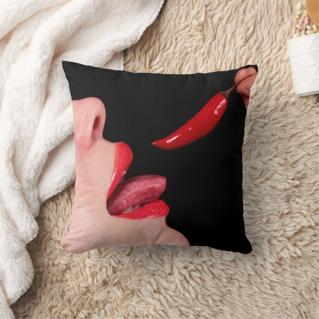 Chili pepper lips throw pillow (Blanket)