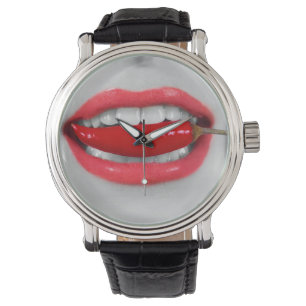 Chili pepper lips watch