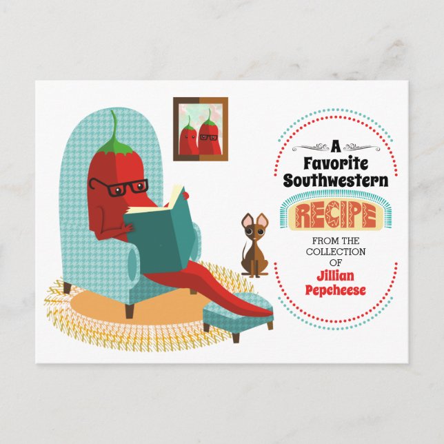 Chili pepper Mexican cooking cookbook recipe card (Front)