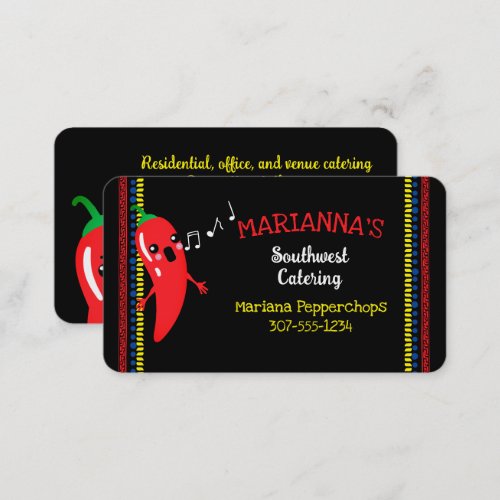 Chili pepper Mexican Southwestern chef catering Bu Business Card