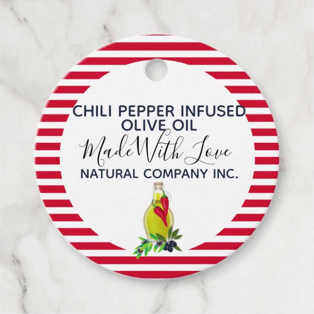 Chili Pepper Olive oil homemade products label (Front)