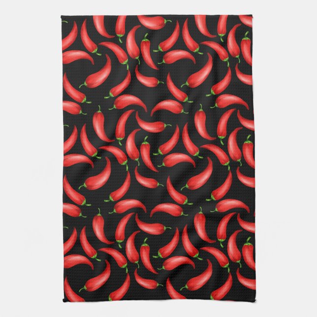 Chili Pepper Pattern Kitchen Towel (Vertical)