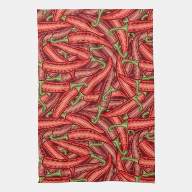 Chili Pepper Pattern Kitchen Towel (Vertical)