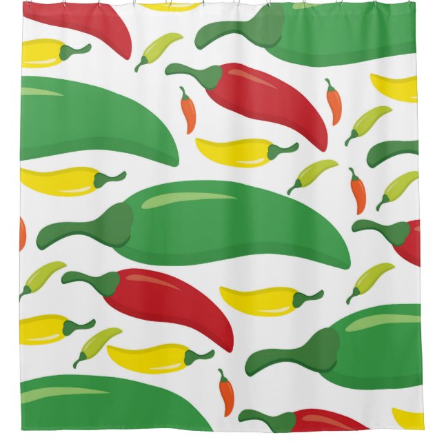 Chili pepper pattern shower curtain (Front)