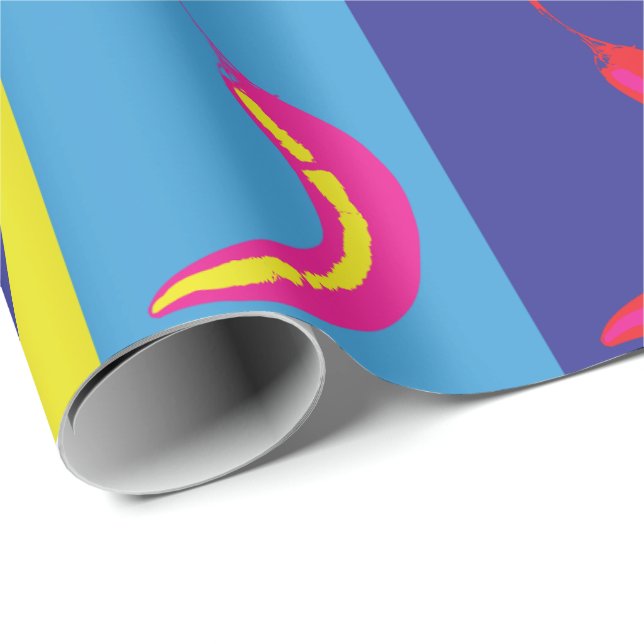 Chili Pepper Pop Art Bright Bold Modern Pattern Wrapping Paper (Roll Corner)