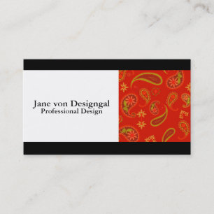 Chili Pepper Red and Lime Green Paisley Pattern Business Card
