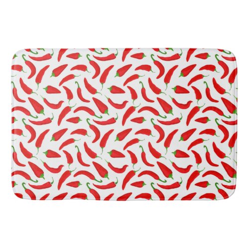 Chili Pepper Red and White Bath Mat