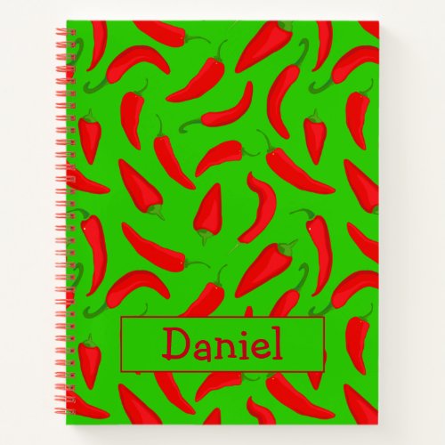 Chili Pepper Red Green Personalised Notebook