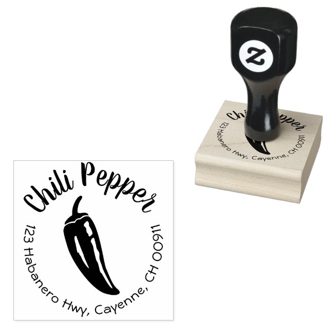 Chili Pepper Return Address Stamp Custom Round