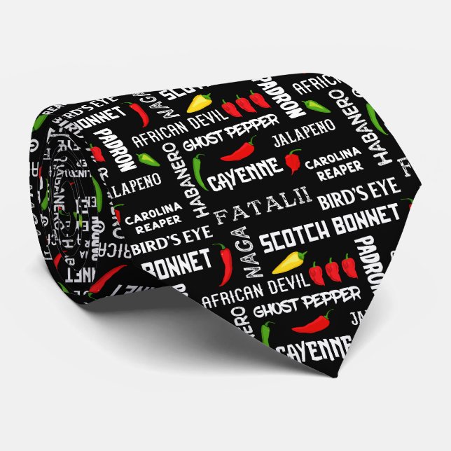 Chili Pepper Spicy Food Jamaican Cooking Neck Tie (Rolled)