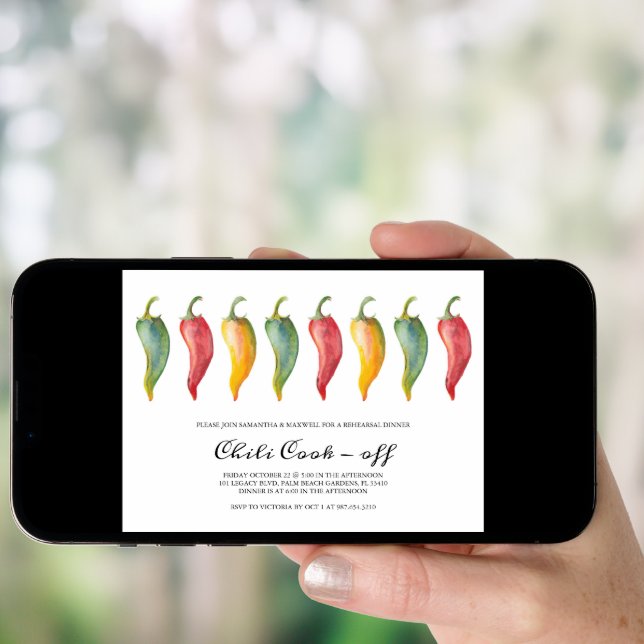 Chili Pepper Wedding Rehearsal Dinner Invite (Front Digital)