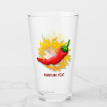 Chili pepper with flame glass