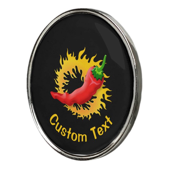 Chili Pepper with Flame Golf Ball Marker (3/4)