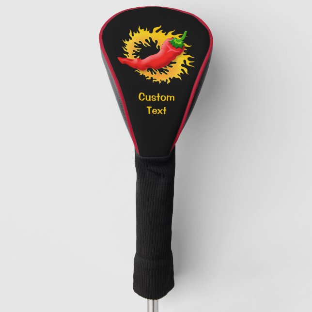 Chili Pepper with Flame Golf Head Cover (Front)