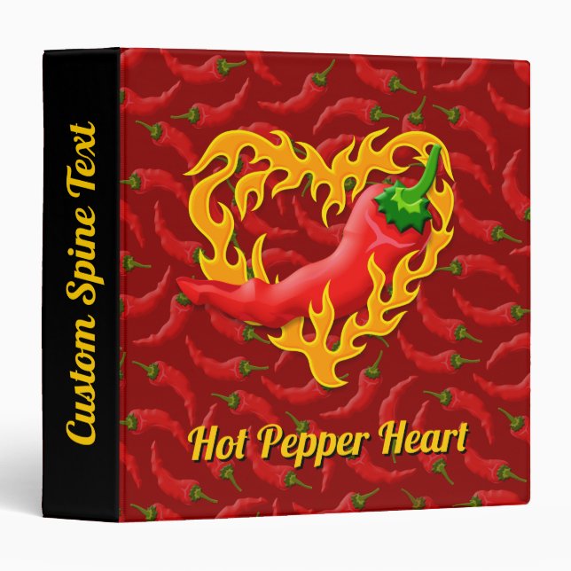 Chili Pepper with Flame Heart 3 Ring Binder (Front/Spine)